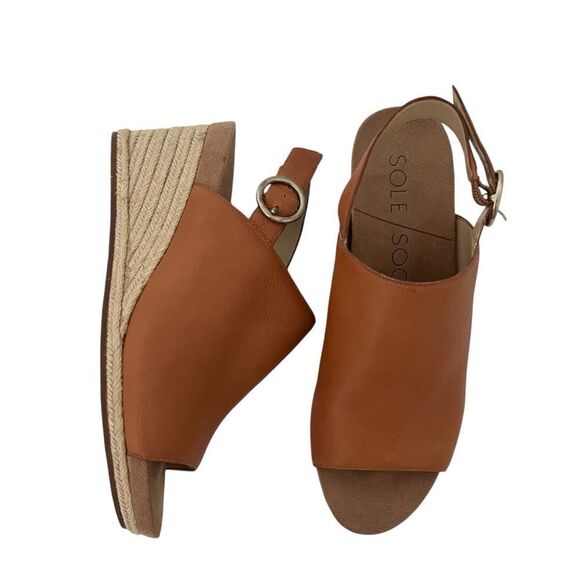 Sole Society Kellyn Brown Espadrille Wedge Slingback Sandals size 8 - Picture 1 of 7